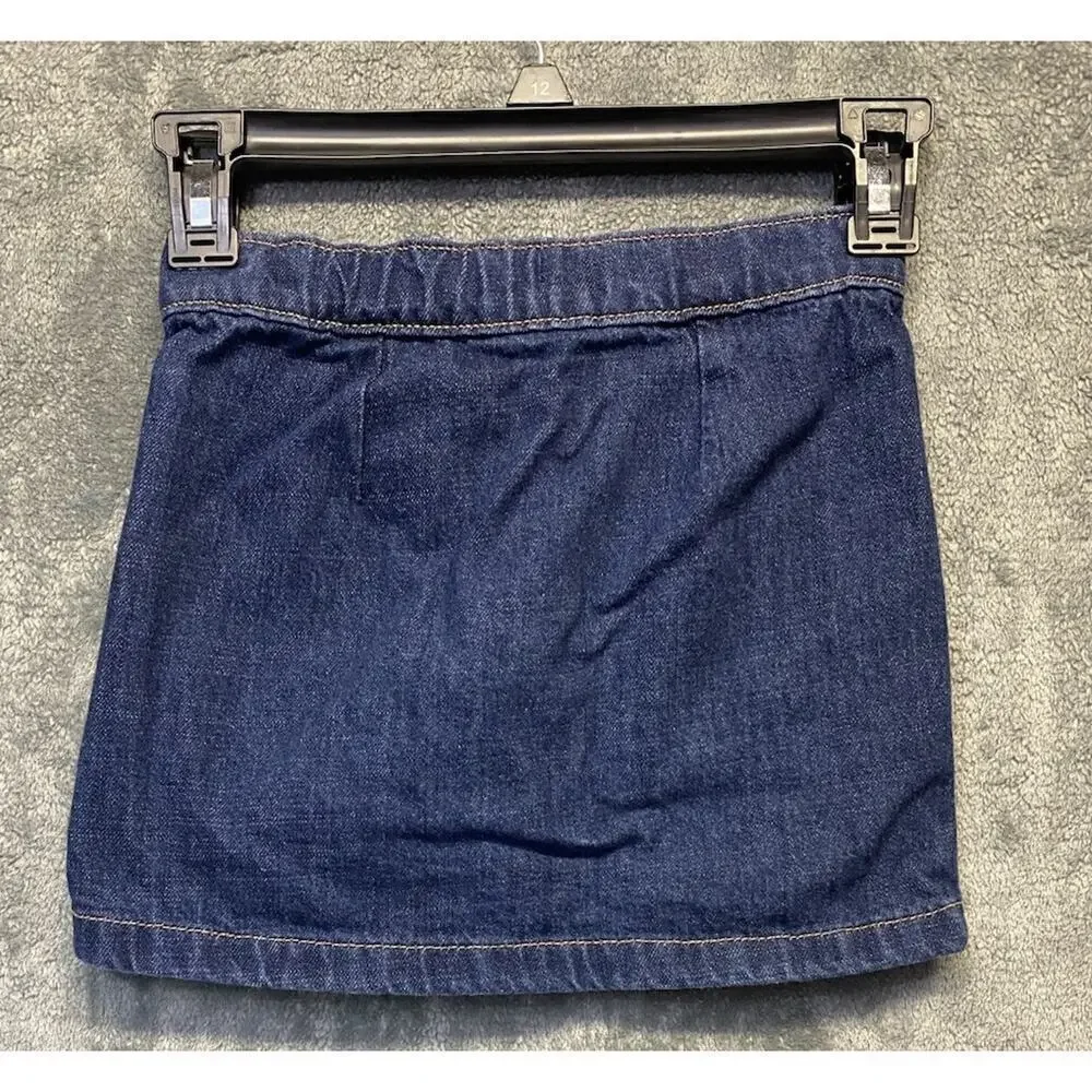 Old Navy Girls Jean Skirt Snap Front Adjustable Waist Size S 6/7 Denim Skirt